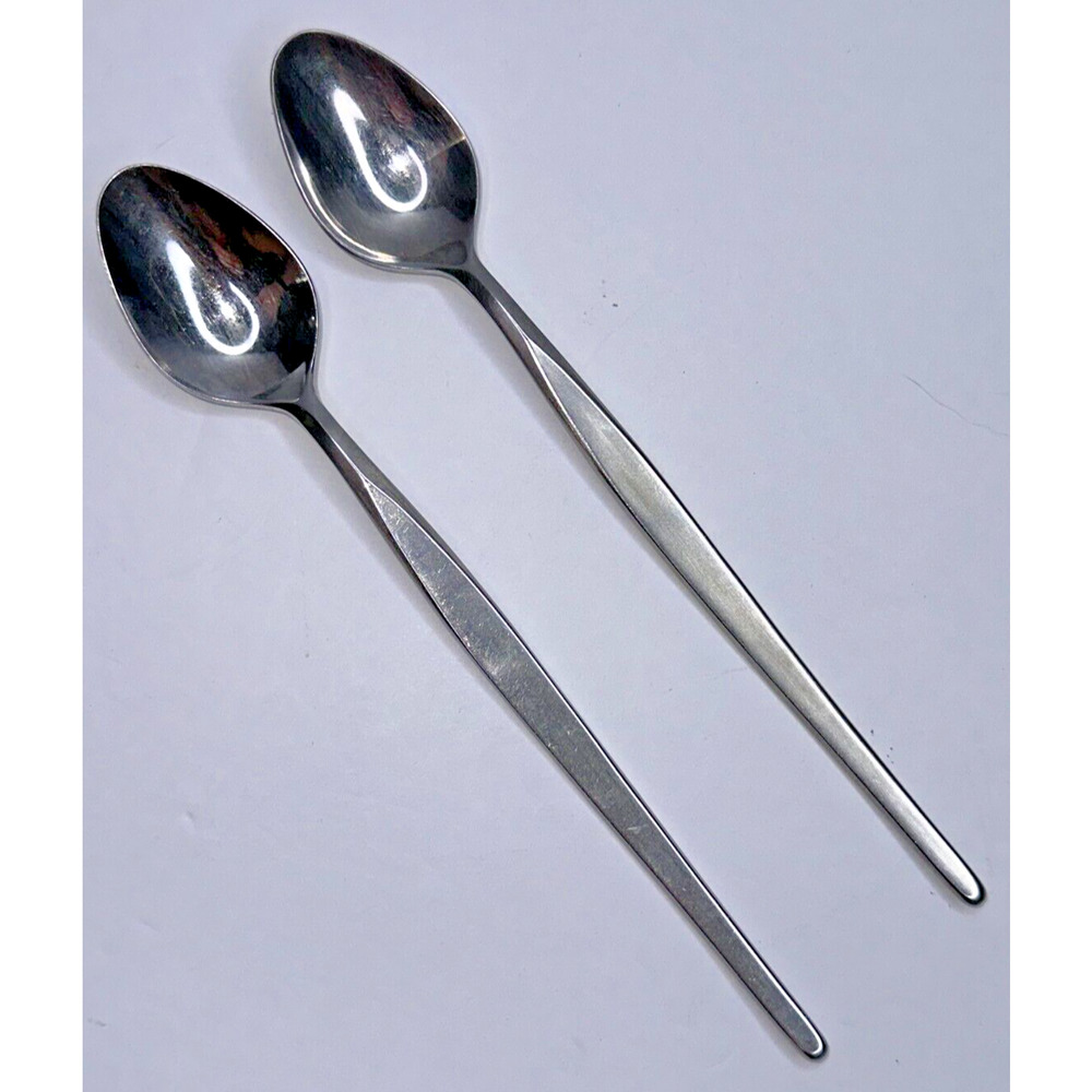 Noritake Linden Japan VTG Stainless Flatware Set 2 Iced Tea Spoons Replacement